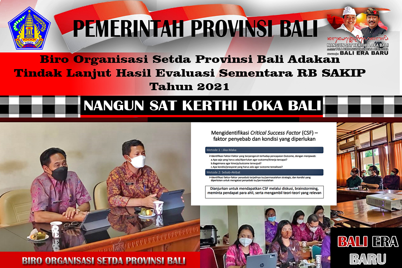 Biro Organisasi Setda Provinsi Bali Adakan Tindak Lanjut Hasil Evaluasi Sementara RB SAKIP Tahun 2021.
